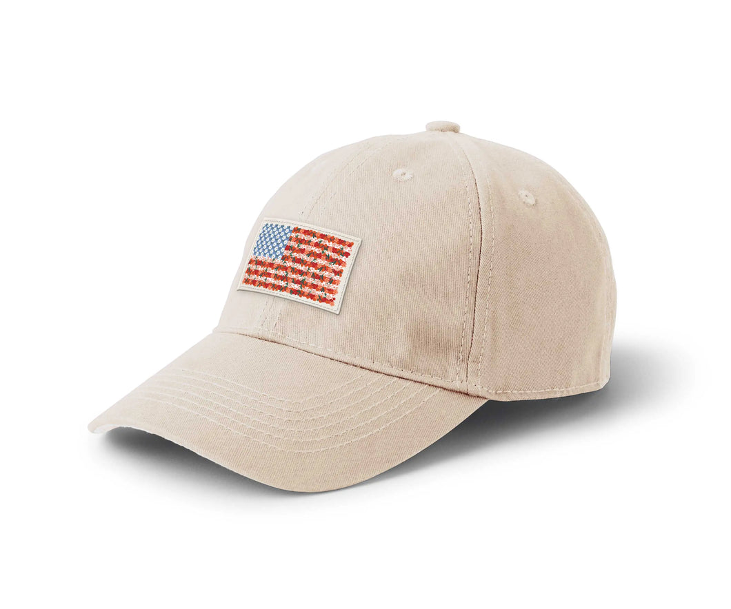 canvas hat with American Flag embroidered design