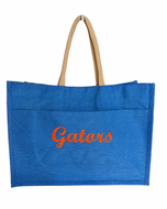 Jute Large Pocket Tote - Lapis