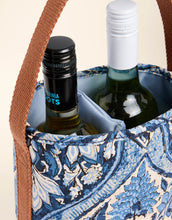 Load image into Gallery viewer, close up of a wine Caddy with two wine bottles 
