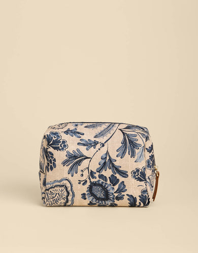 Spartina 449 Callie Cosmetic Case Serpentine tan and blue floral print