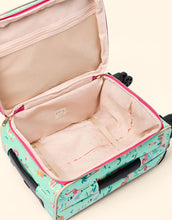 Load image into Gallery viewer, open Spartina 449 20" Expandable Rolling Suitcase Florida showing peach interior 
