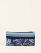 Load image into Gallery viewer, Large Zip Card Holder Japonica Floral Navy showing card pockets 
