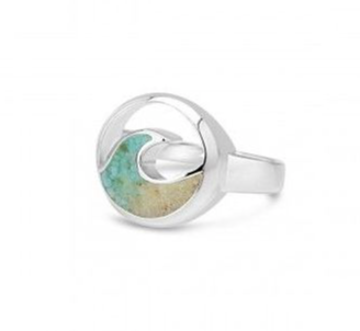 Dune Jewelry Cresting Wave Sterling Silver Ring - Turquoise Gradient