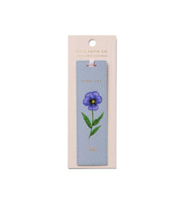 Load image into Gallery viewer, blue February Birth Month Bookmark with a purple Violet flower
