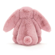 Load image into Gallery viewer, Jellycat Bashful Tulip Pink Bunny with pink fur back view showing pink tail
