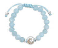 Dune Jewelry Beaded Bracelet Adjustable - Wave - Aquamarine - FINAL SALE
