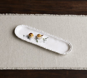 long narrow tray with pearled trim