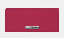 Load image into Gallery viewer, Beetroot Le Roseau Long Continental Wallet in a red/pink beetroot color with silver color metallic hardware 
