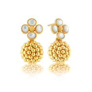 berry earring with four petal clover made from Mother of pearl