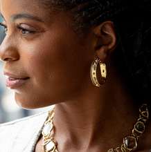 Load image into Gallery viewer, Capucine de Wulf Berry Hammered Hoop Earrings - Gold/CZ
