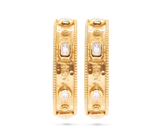 Capucine de Wulf Berry Hammered Hoop Earrings - Gold/CZ