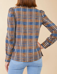 Spartina 449 Bethany Blouse Kalalanta Plaid Navy - FINAL SALE