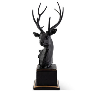Black w/Gold Resin Deer Bust on Square Base - 24"