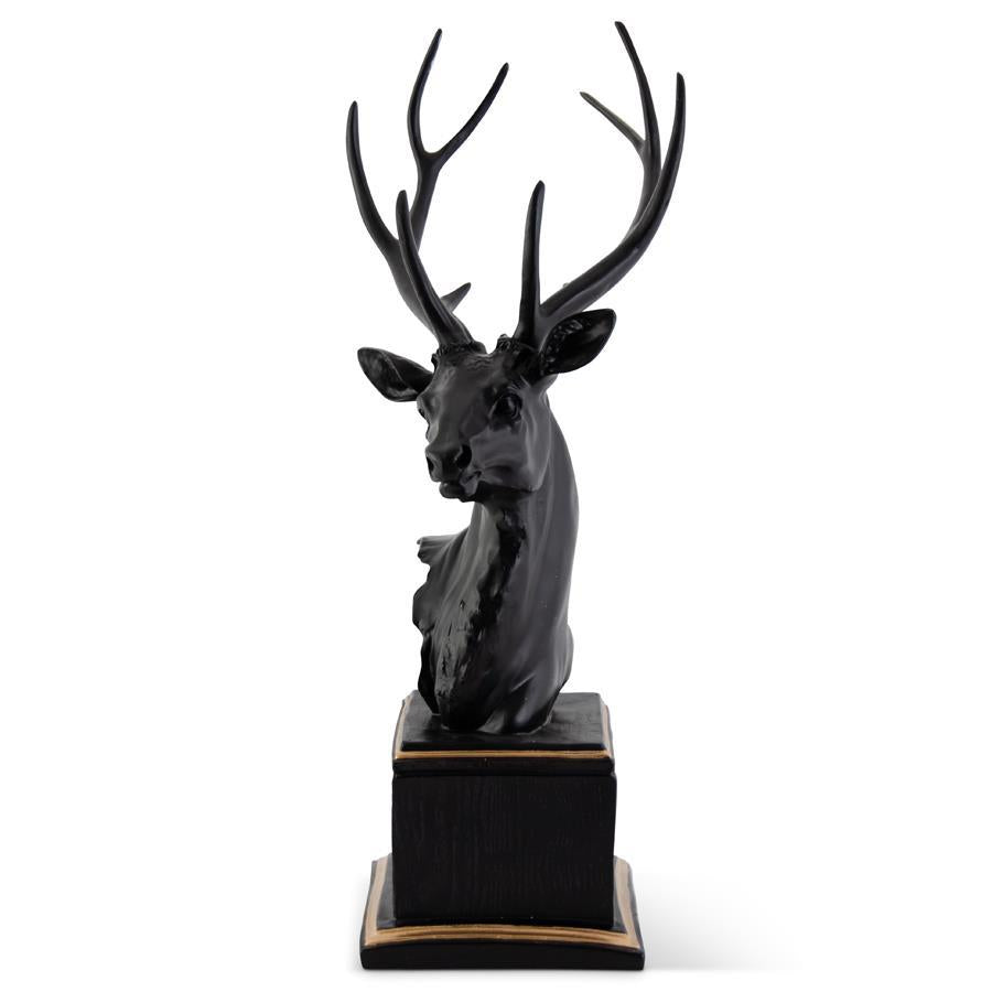 Black w/Gold Resin Deer Bust on Square Base - 24