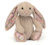 Load image into Gallery viewer, Jellycat Blossom Beige Bunny 'Petal' with floral print on ears and feet
