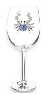 Blue Crab Jeweled Stemmed Glass