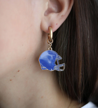 Load image into Gallery viewer, Person wearing Blue Game Day Football Helmet Enamel Earrings
