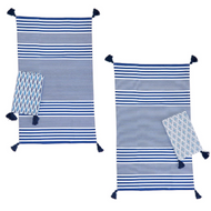 Blue Print Dish Towels w/ Tassels 