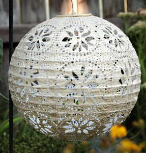 Soji Stella - Boho Globe - 12" Solar Lantern - Pearl