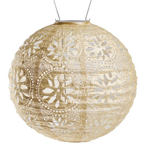 Load image into Gallery viewer, Soji Stella - Boho Globe - 12&quot; Solar Lantern - Pearl
