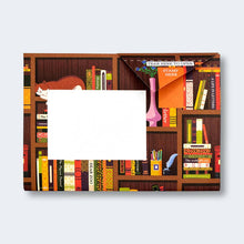 Load image into Gallery viewer, Bookstore Pigeon Letter with shelve with books and other items

