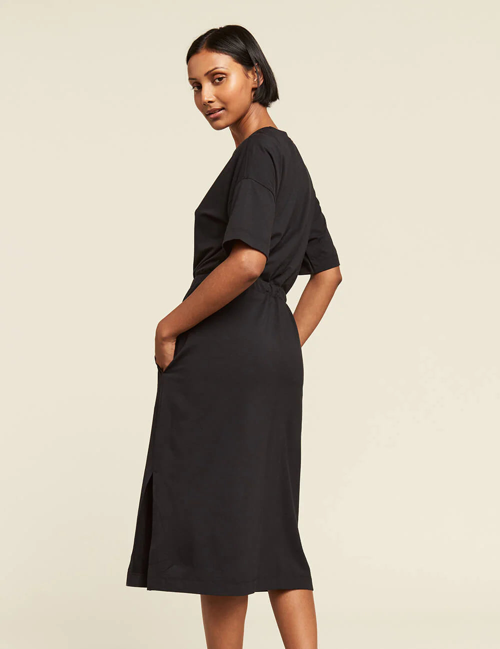 t shirt dress with tie Short-sleeve Tie-waist T-shirt For Women Petite Tie Lady Black Tie - The
