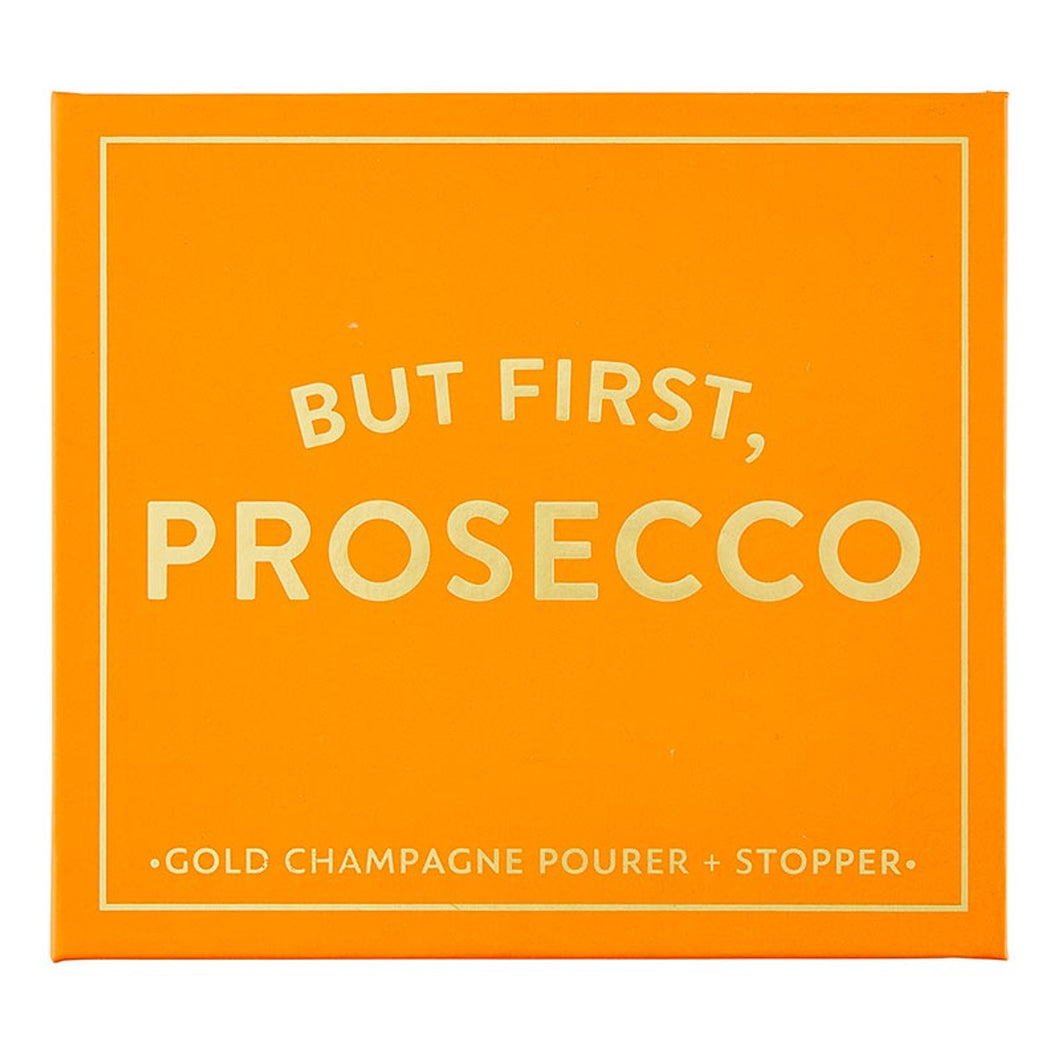 But First, Prosecco - Champagne Stopper + Pourer Book Box