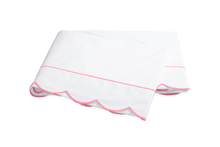 Load image into Gallery viewer, Matouk Butterfield flat sheet with scalloped border and embroider accents in azalea pink
