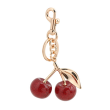 Load image into Gallery viewer, Cherry Bag Charm with two red cherries 
