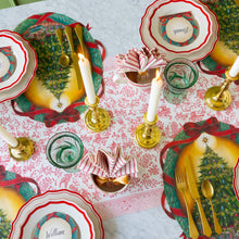 Load image into Gallery viewer, Hester &amp; Cook Red and white Regal Peacock Runner with a Christmas place setting 
