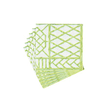 Load image into Gallery viewer, Caspari Bamboo Screen Moss Green Paper Linen Napkins
