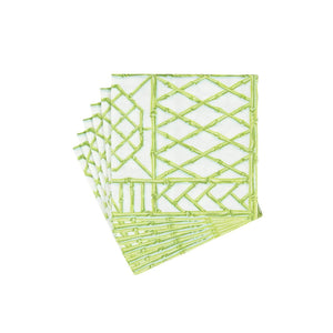 Caspari Bamboo Screen Moss Green Paper Linen Napkins
