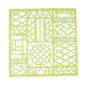 Caspari Bamboo Screen Moss Green Paper Linen Napkins