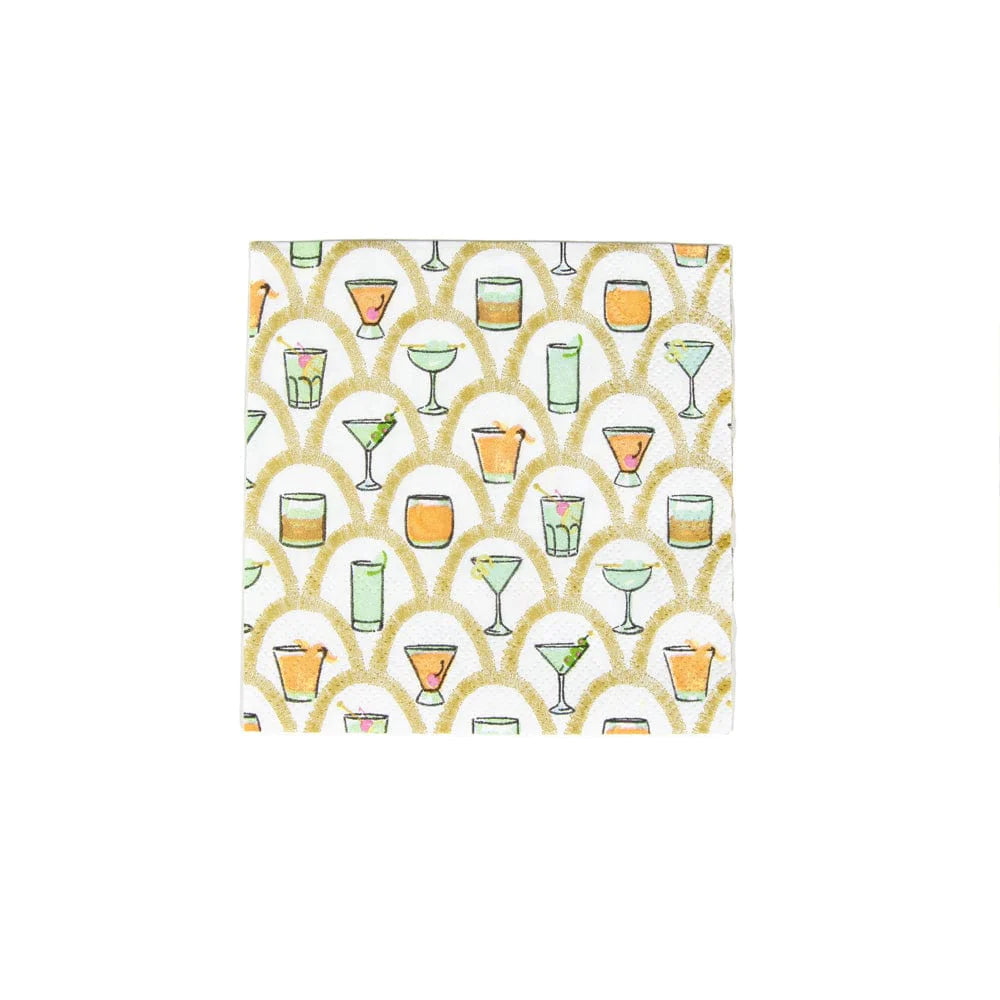 Caspari Deco Cocktails Cocktail Napkins - 20 Per Package