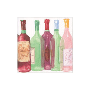 Caspari Wine Bottles Paper Cocktail Napkins - 20 Per Package