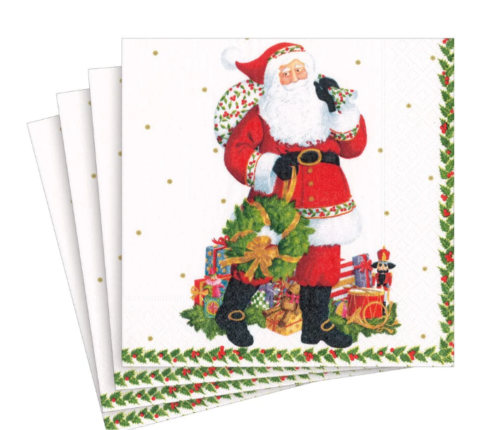 Caspari Jolly St. Nick Paper Luncheon Napkins - 20 Per Package