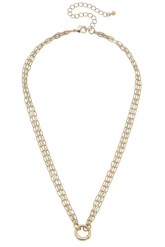 Two strand chain necklace with a loop for charms
