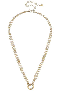 Two strand chain necklace with a loop for charms