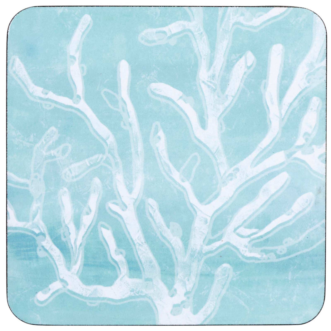 Cerulean Sea Coral Square Coaster Set 4