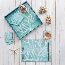 Load image into Gallery viewer, Cerulean Sea Coral Square Coaster Set 4
