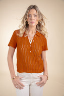 Chantel Crochet Polo Pecan