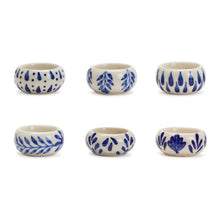 Load image into Gallery viewer, Six Chinoiserie Candleholders with various designed in blue and white
