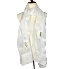 Load image into Gallery viewer, Circles &amp; Dots White Chiffon Scarf
