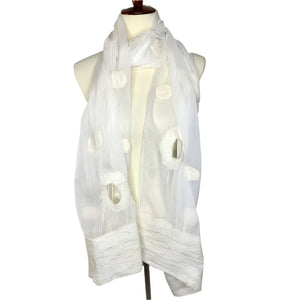 Circles & Dots White Chiffon Scarf