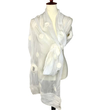 Load image into Gallery viewer, Circles &amp; Dots White Chiffon Scarf
