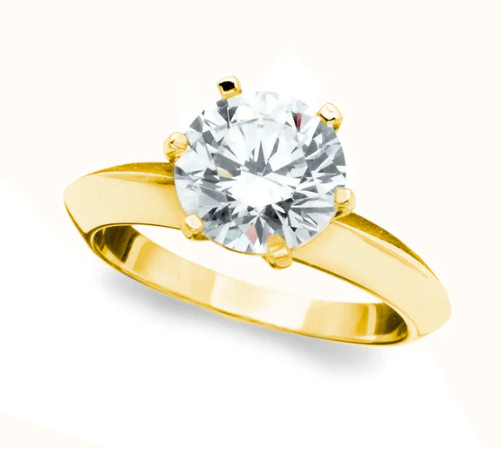 Classic Brilliant Solitaire Ring Finished in 18kt Yellow Gold