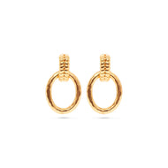 gold earring with a single hoop connected to the post back