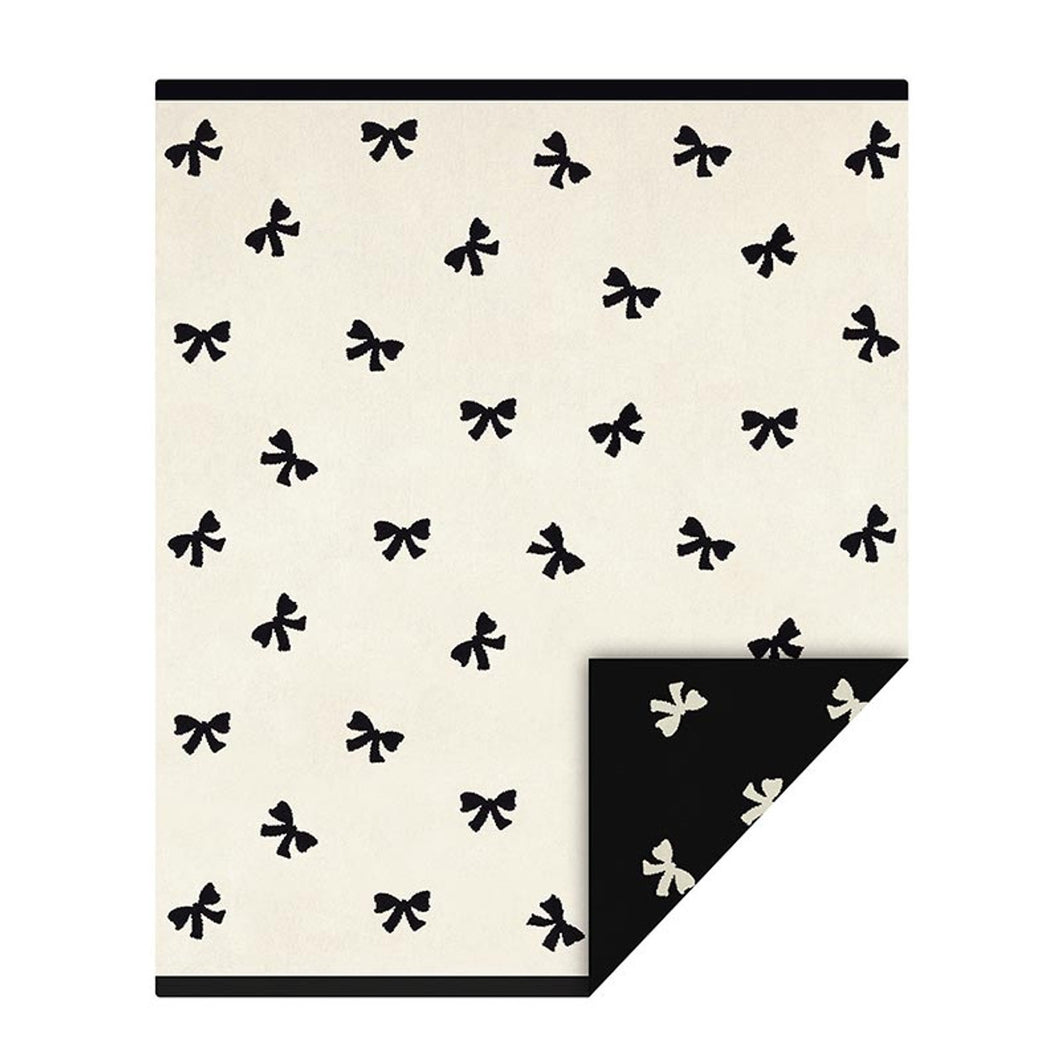 Cozy Throw - Ivory/Black Bows 50x60