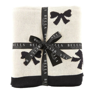 Cozy Throw - Ivory/Black Bows 50x60