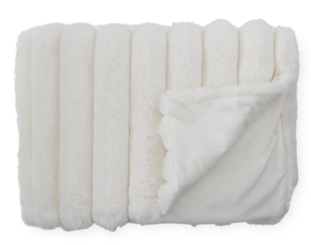 Cream Faux Fur Throw Blanket